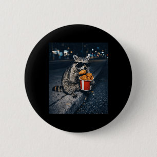 Badge Rond 5 Cm Mème de raton laveur mangeant du poulet frit Silly