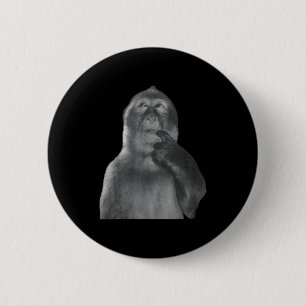 Badge Rond 5 Cm Mème de singe pensant drôle Rotation cérébrale du