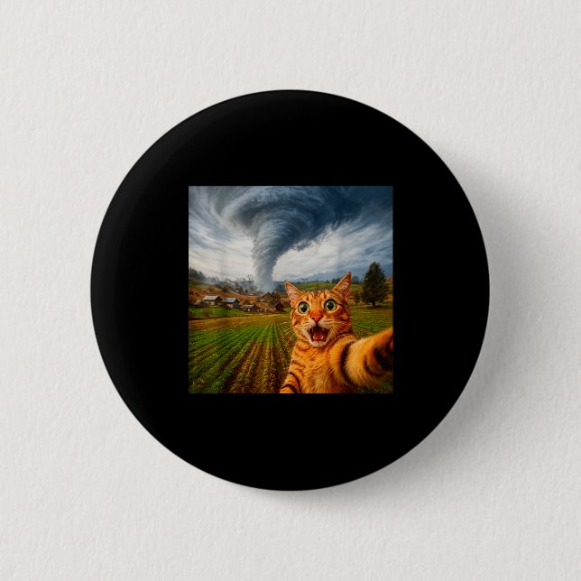 Badge Rond 5 Cm Mème de Tornade de Selfie de Chat Drôle  (Devant)