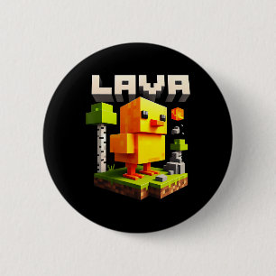 Badge Rond 5 Cm Mème d'humour de gamer de poulet pixel drôle 