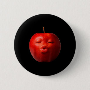 Badge Rond 5 Cm Mème d'IA mangeant des fruits drôle cerveau pourri