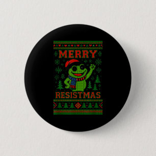 Badge Rond 5 Cm Mème drôle de grenouille de Noël Resistmas Humour
