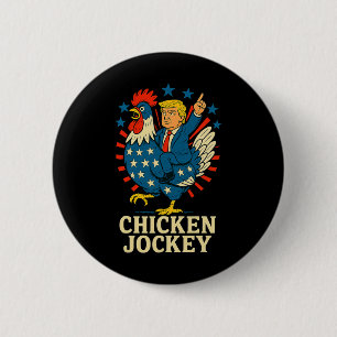 Badge Rond 5 Cm Mème drôle de Jockey de poulet Trump