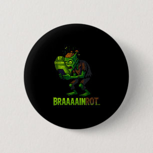Badge Rond 5 Cm Mème drôle de Zombie Brainrot 6 7 Halloween Garçon