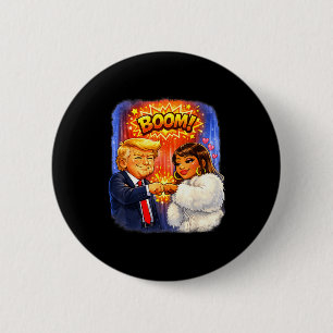 Badge Rond 5 Cm Mème drôle trump & nicki high five pour s'amuser