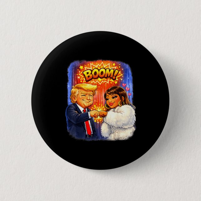 Badge Rond 5 Cm Mème drôle trump & nicki high five pour s'amuser  (Devant)