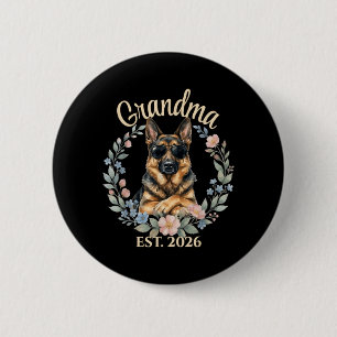 Badge Rond 5 Cm Mémé est amateur de chien drôle berger allemand 20