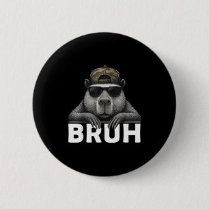 Badge Rond 5 Cm Mème graphique drôle Capybara Bruh pour garçons fi