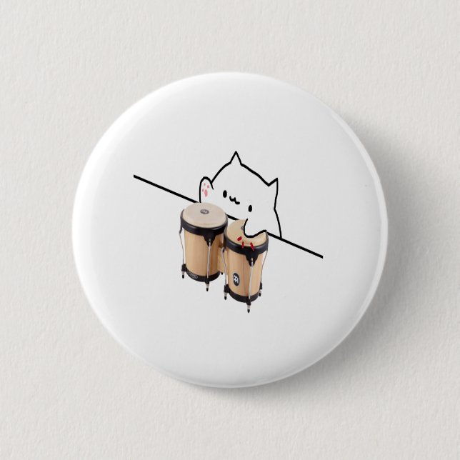 Badge Rond 5 Cm Meme mignon de chat de bongo (Devant)