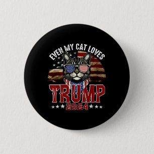 Badge Rond 5 Cm Même mon chat aime Trump 2024 Drapeau américain de