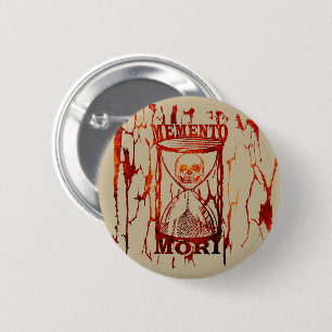 Badge Rond 5 Cm Mémento mori crâne sablier