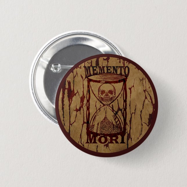 Badge Rond 5 Cm Mémento mori crâne sablier (Devant & derrière)