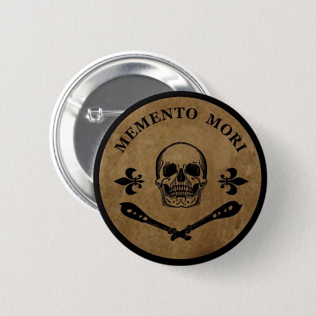 Badge Rond 5 Cm memento mori latin dit : (Devant & derrière)