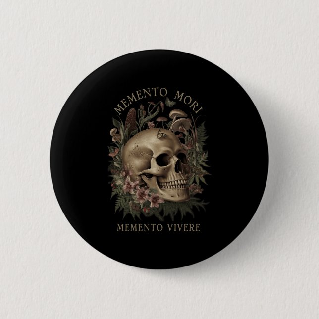 Badge Rond 5 Cm Memento Mori Memento Vivere _ Philosophie &amp; La (Devant)