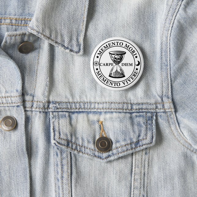 Badge Rond 5 Cm memento mori vivre (En situation)