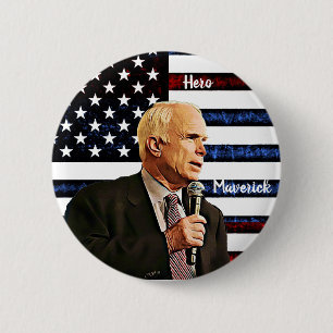 Badge Rond 5 Cm Mémorial du véritable héros américain John McCain