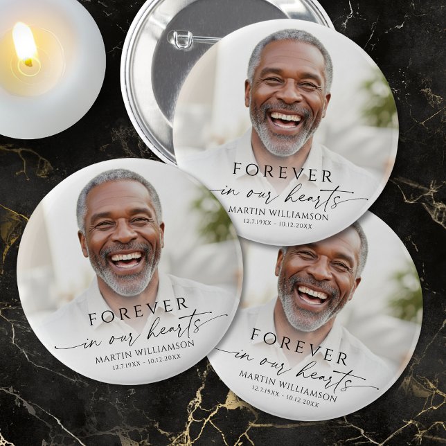 Badge Rond 5 Cm Memorial Forever in Our Hearts Photo Personalized (Créateur téléchargé)