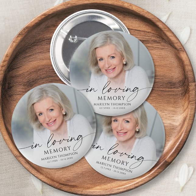 Badge Rond 5 Cm Memorial Funeral In Loving Memory Photo Keepsake (Créateur téléchargé)
