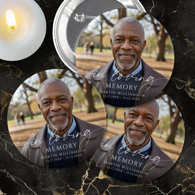 Badge Rond 5 Cm Memorial In Loving Memory Photo Personalized (Créateur téléchargé)