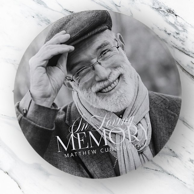 Badge Rond 5 Cm Memorial Loving Memory Simple Modern Photo (Créateur téléchargé)