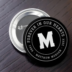 Badge Rond 5 Cm Mémorial Monogramme Forever In Our Hearts