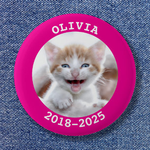 Badge Rond 5 Cm Mémorial photo pour animaux roses Hot