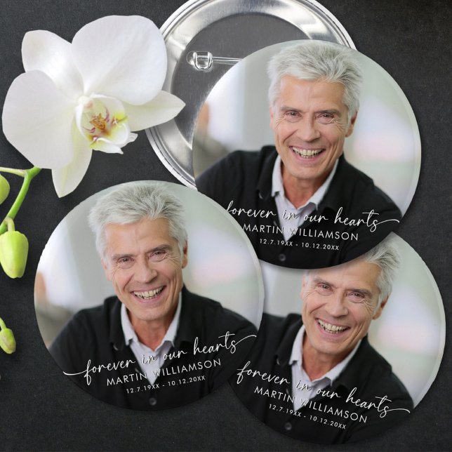 Badge Rond 5 Cm Mémorial pour toujours dans nos coeurs Photo perso (Créateur téléchargé)