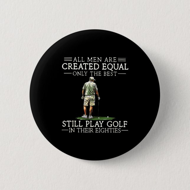 Badge Rond 5 Cm Men Play Golf Eighties 80 Funny Golfer Golfing  (Devant)