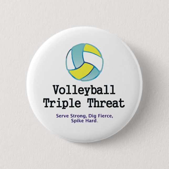 Badge Rond 5 Cm Menace SUPÉRIEURE de triple de volleyball (Devant)