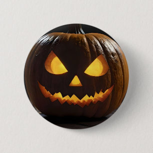 Badge Rond 5 Cm Menacer Citrouille Halloween,