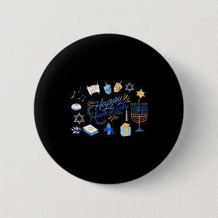 Badge Rond 5 Cm Menorah drôle Hanukkah 2025 Meowzel Chanukah Juif