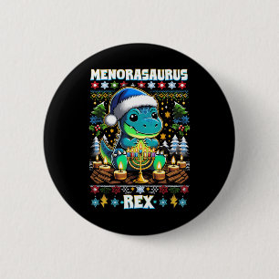 Badge Rond 5 Cm Menorasaurus Rex Dino Trex Chandail de Noël moche