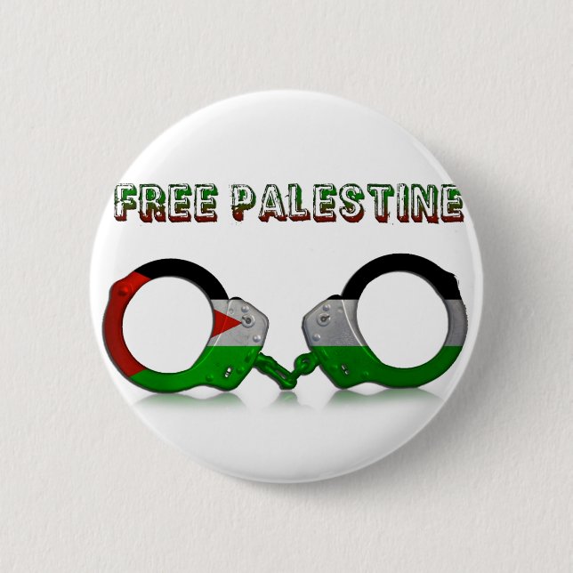 Badge Rond 5 Cm Menottes libres de la Palestine (Devant)