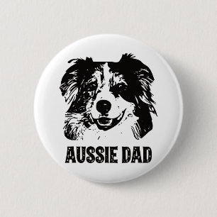 Badge Rond 5 Cm Mens Aussie Papa - Australian Shepherd Chien Papa