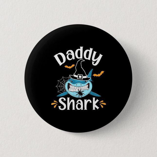 Badge Rond 5 Cm Mens Daddy Shark Funny Halloween Daddy Announcemen (Devant)