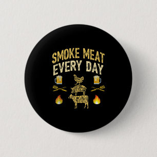 Badge Rond 5 Cm Mens Drôle Papa Aime Barbecue Fumée Viande Tous Le