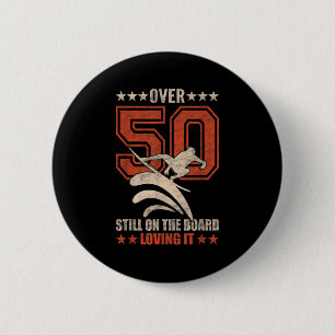 Badge Rond 5 Cm Mens Funny Cool Surfer Dude Surfboard 50 ans