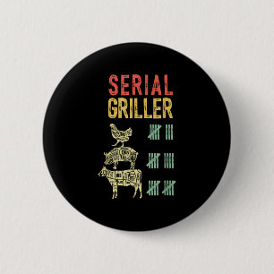 Badge Rond 5 Cm Mens Funny Papa Aime Le Griller Serial Barbecue S