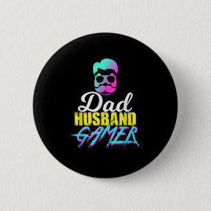 Badge Rond 5 Cm Mens Funny Papa Mari Gamer Citation