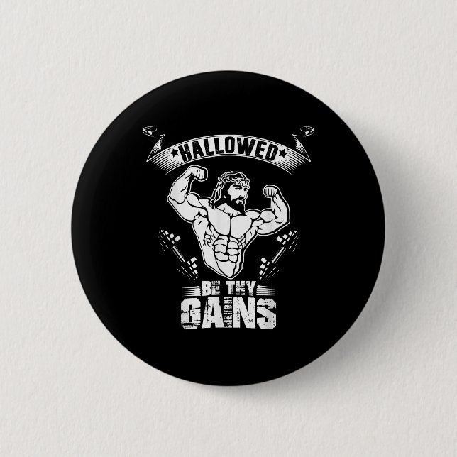 Badge Rond 5 Cm Mens Jesus Bodybuilding T Shirt - Funny Jesus Weig (Devant)