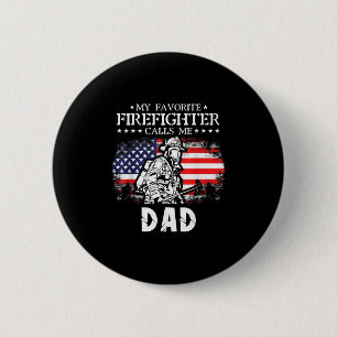 Badge Rond 5 Cm Mens Mon pompier favori m'appelle Papa Firefigh