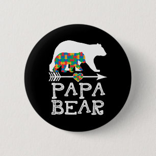 Badge Rond 5 Cm Mens Papa Ours Autisme Hommes Père Papa Autisme Aw