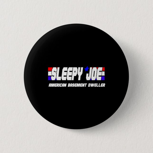 Badge Rond 5 Cm Mens Sleepy Joe Basement Dweller Pro Trump Anti Bi (Devant)