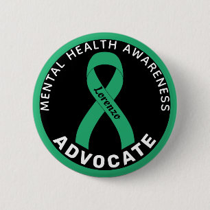 Badge Rond 5 Cm Mental Health Awareness Advocate Black Button