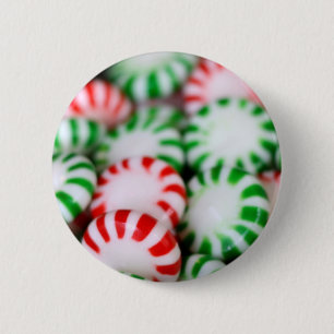 Badge Rond 5 Cm Menthes rouges et vertes de Noël