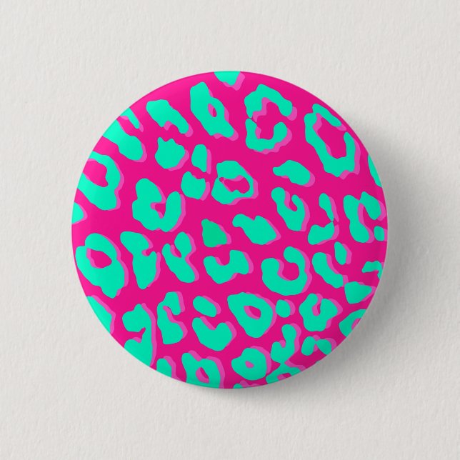 Badge Rond 5 Cm Mention rose Empreinte de léopard (Devant)