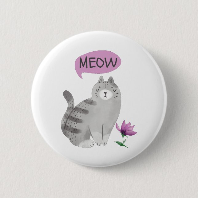 Badge Rond 5 Cm Meow Cat (Devant)