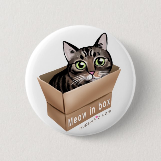Badge Rond 5 Cm Meow dans la boîte (Devant)