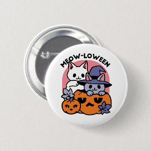 Badge Rond 5 Cm Meow-Loween - Cute Halloween Conception Chat