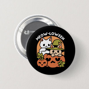 Badge Rond 5 Cm Meow-Loween - Festive Halloween Conception de chat